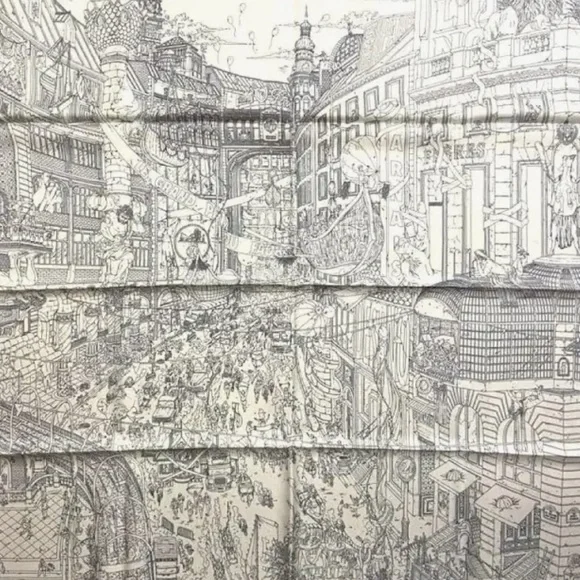 HERMÈS Le Grand Prix du Faubourg Scarf New With Tags - Picture 2 of 5